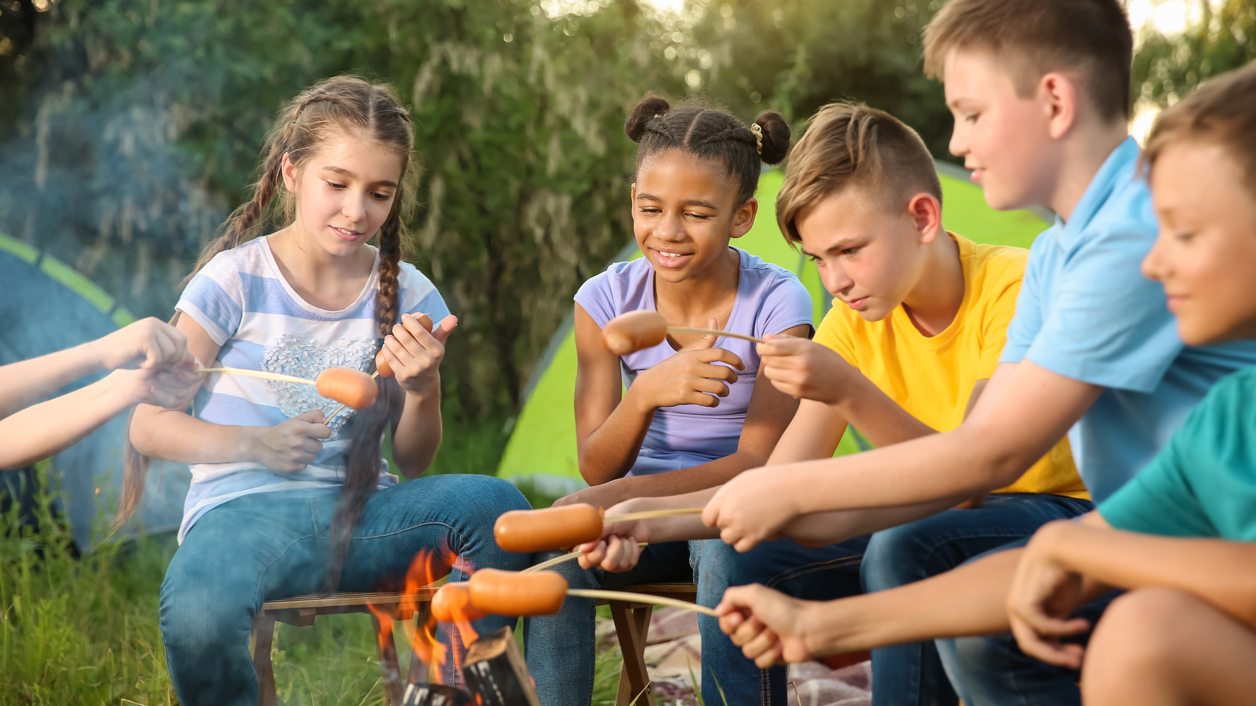 Children around a campfire