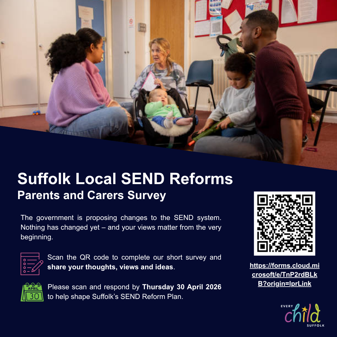 Suffolk Local SEND Reforms flyer with QR code