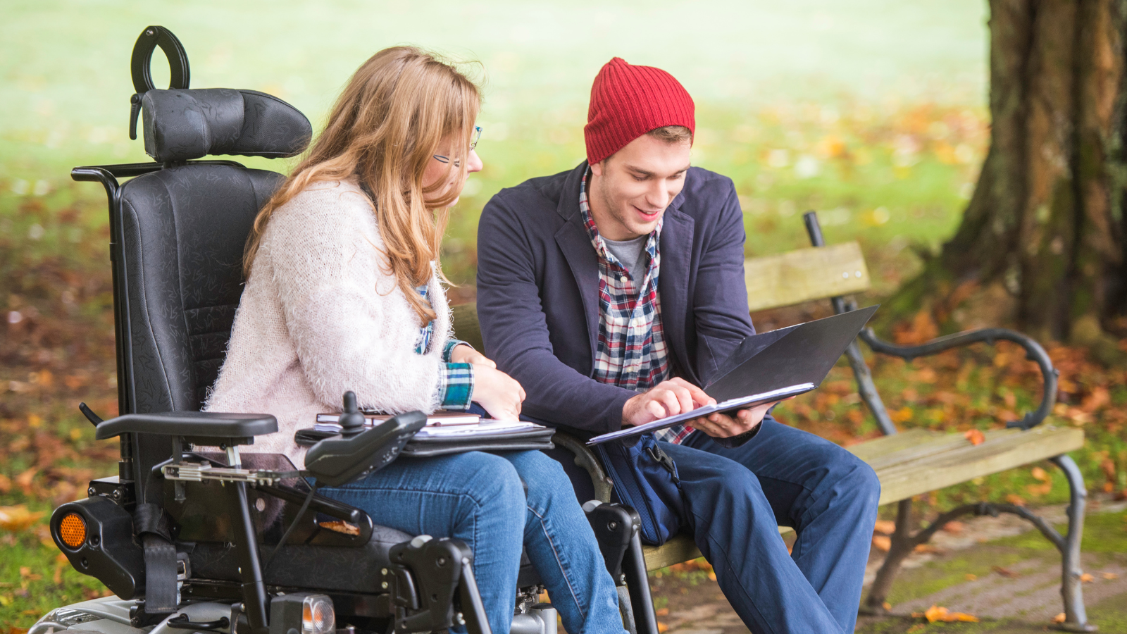 Woman in wheelchair and friend